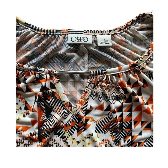 Cato’s Abstract Multicolor Short Sleeve Tunic Blouse Women’s Small - Picture 5 of 9